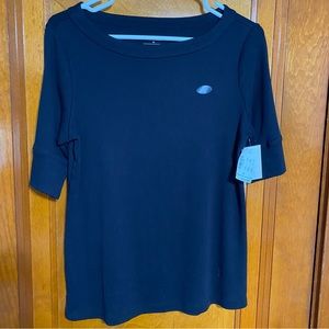 Christopher & Banks short sleeve black cotton top nwt